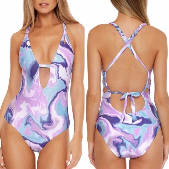Becca Rebecca Virtue ORCHID MULTI Agate Skylar One-Piece Swimsuit - Picture 1 of 8